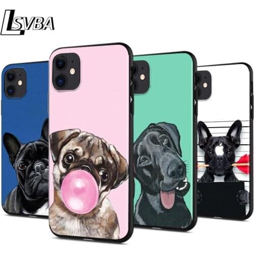 Cute Cartoon Dog Anti-fall Silicone Phone Case For iPhone 11 Pro XS Max X XR 6S 6 7 8 Plus 5S Soft Black Cover Capa