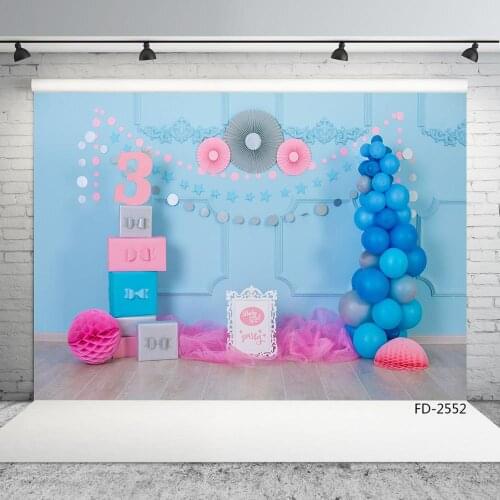Blue Gifts Balloon Floor Photography Backgrounds Studio Video Photo Cloth Photophone Photographic For Baby Children Camera Photo