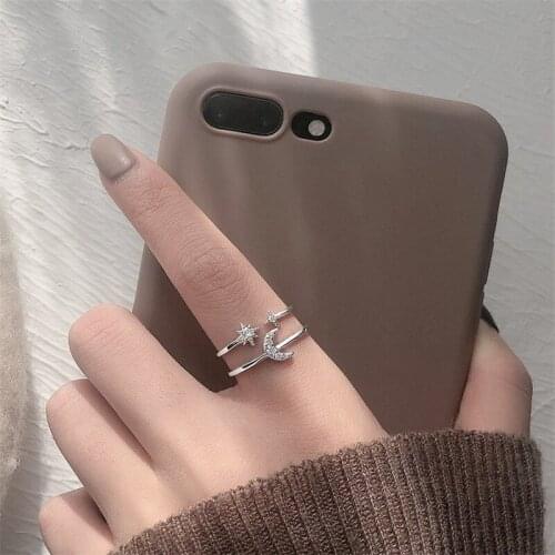 Sweet Double Layer Star Moon Opening Ring for Women Finger Ring Wedding Jewelry Luxury Women Rings Wedding Rings for Couples