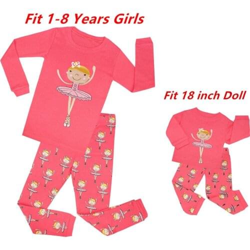 Matching Girls and 18 Inches Doll Pajamas Sets Pijama Unicornio Infantil Girls Ballet Dance Pajama Doll Pajama Pyjamas Kids