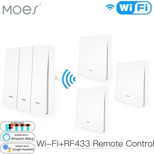WiFi Smart Wall Light Switch RF433 Push Button Transmitter Smart life Tuya App Remote Control Works with Alexa Google Home