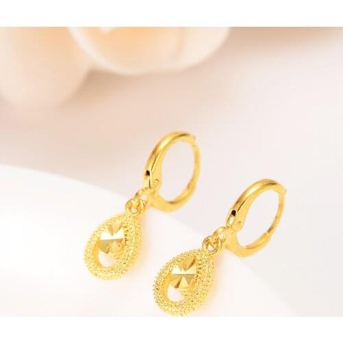Gold Waterdrop Earrings Women/Girl Love Trendy Jewelry for African/Arab/Middle Eastern best gift wedding bridal earrings