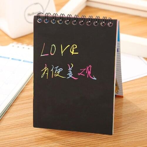 1pc Thicken Childrens DIY Scratch Painting Colorful Book Environmental Protection Puzzle Art Paper Coil Drawing Book Stationery