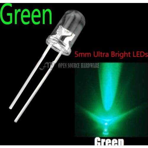 100PCS NEW 5mm Round Super Bright Green LED light Diode