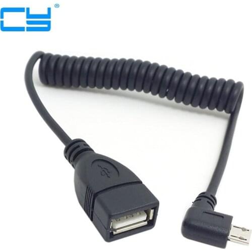 100cm 1m 90 Degree Right Angled Micro USB 5Pin OTG Connector to USB Female Extension Stretch Cable