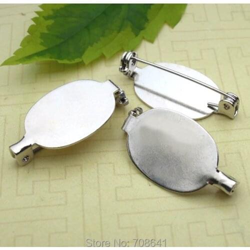 13x18mm Brooch Base Setting Findings Kit Cabochone Cameo Flat Circle Glue Pad On Safety Catch Bar Glass Dome Pin Scrapbook Bezel