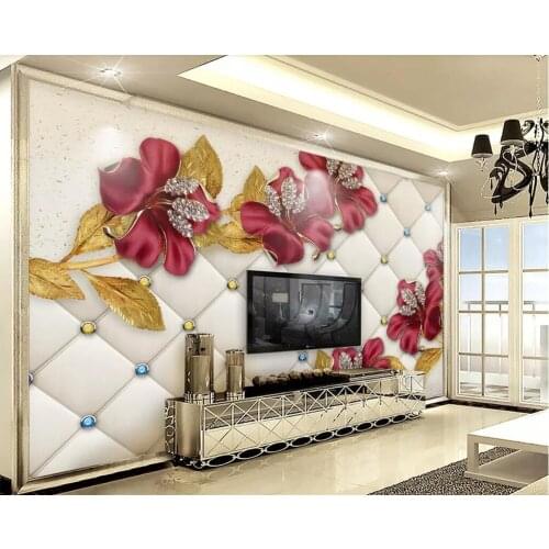 Beibehang Wallpaper Custom 3D Luxury Luxury Diamond Flower Jewelry Photo Mural Wall Living Room Bedroom Background Wall