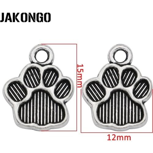 40pcs Antique Silver Plated Dog Paw Footprint Charm Pendants for Bracelet Jewelry Making DIY Craft Accessories 15x12mm
