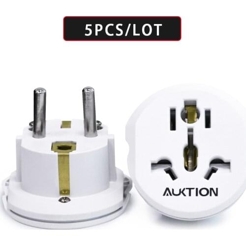 5PCS/Lot Universal Europe 16A Travel Adapter EU Converter UK US AU to EU AC Wall Socket Plug Charger Adapter 2 Round Pin Socket