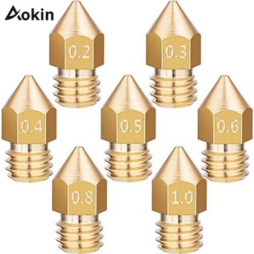5 pcs MK8 Nozzle 0.4mm 0.3mm 0.5mm 0.8mm Copper Head Brass Nozzle for 3D Printer Threaded 1.75mm 3.0mm Filament Extruder Nozzle