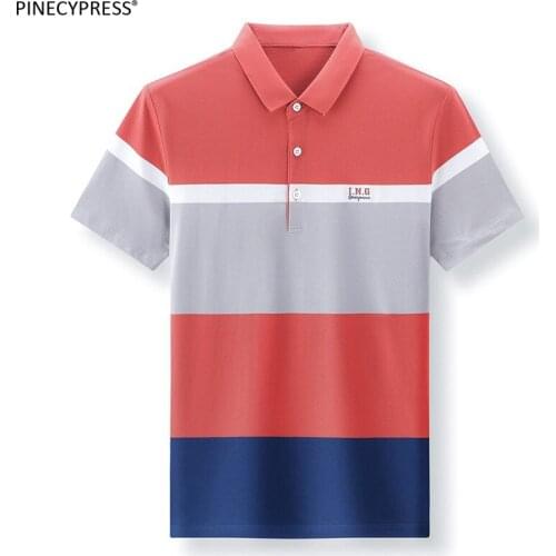95% Cotton 5% Spandex Anti-static Men Polo-Shirt Fashion Casual Summer T-shirt Male Tee Striped Man Short Sleeve Polo Shirt