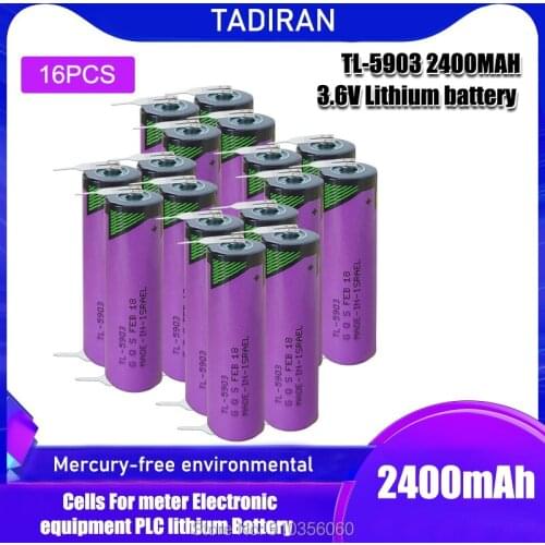 16pcs New TADIRAN 14500 Battery For ER14500 AA 3.6V PLC industrial automation equipment CNC machine lithium battery with pins