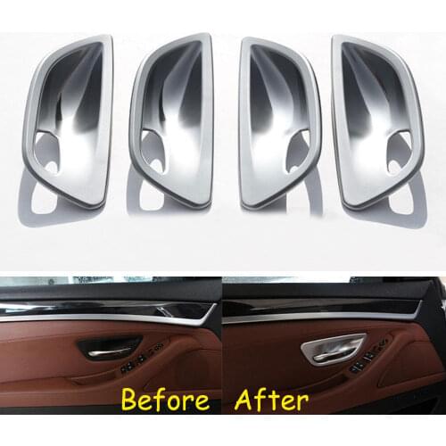 BBQ@FUKA For BMW 5 Series F10 2011 2012 2013 2014 2015 New Interior Chrome Door Handle Bowl Cover Trim 4pcs Interior Mouldings