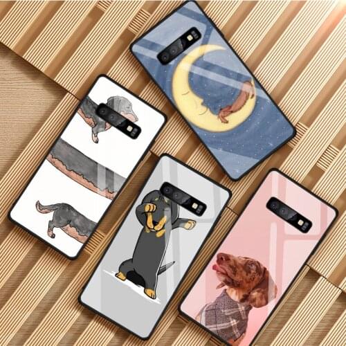 Dachshund Dog Tempered Glass Phone Case For Samsung Galaxy S8 S9 S10 S20 PLUS J8 J6 J4 2018 NOTE 8 9 10 Cover Shell
