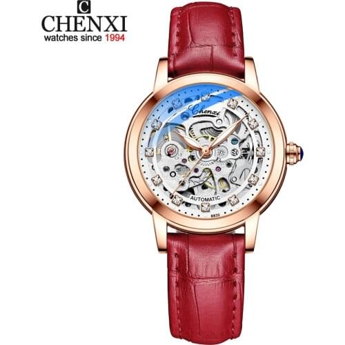 CHENXI Automatic Mechanical Womens Watch Luxury Waterproof Quartz Ladies Skeleton Tourbillon Wristwatches Relogio Feminino