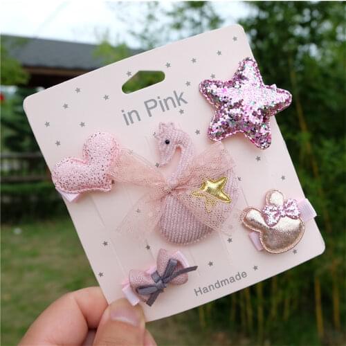 5Pcs/set Kids Cartoon Bear Hairpins Hair Accessories Princess Hair clips Children Barrettes Baby Crown Headwear Girls Headdress