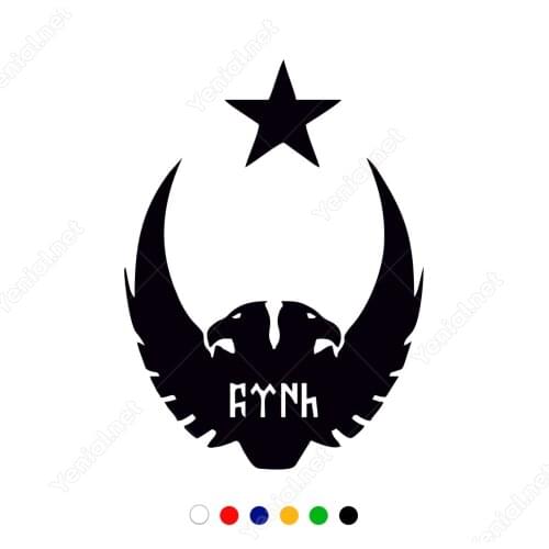 Double-Headed Eagle and Göktürk Alphabet Turkish Decal Car Decal, Jeep, Laptop and Cup for Accessory