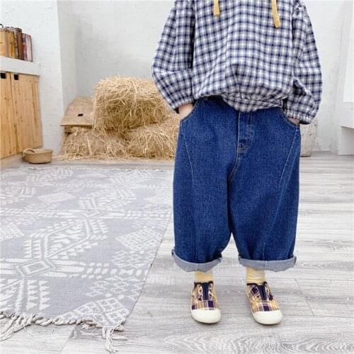 Toddler Girls Jeans Kids Korean Casual Loose Solid Wide Leg Denim Pants For Girl Autumn Childrens Jeans Trousers 2020 New