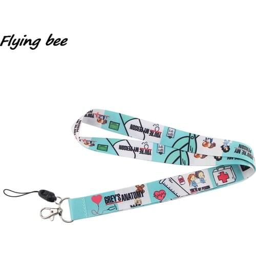 Flyingbee Doctor Theme TV Show Greys Anatomy Lanyard Badge ID Lanyards Phone Rope Key Lanyard Neck Straps Accessories X1473