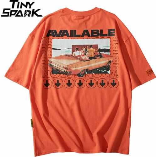 Hip Hop T Shirt Retro Car Print 2021 Mens Tshirt Streetwear Harajuku T-shirt Vintage Short Sleeve Cotton Tops Tees Summer Casual