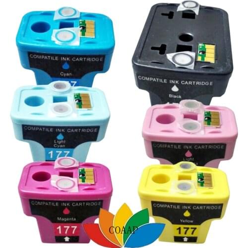 6 Ink Cartridge Compatible for HP 177 Photosmart 3210 3210v 3210xi 3213 3308 3310 3313 8230 8238 8250 8253 C5140 C5150 C5180