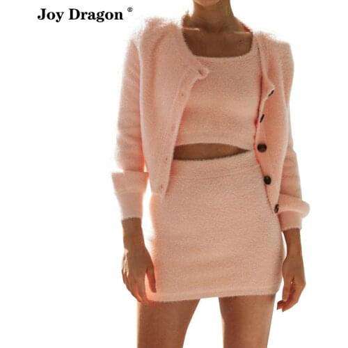 Three Piece Set Women Roupas Femininas Conjuntos De Mujer Vetement Femme Clothes Crop Tops Skirt Suit Faldas Sukienki Damskie