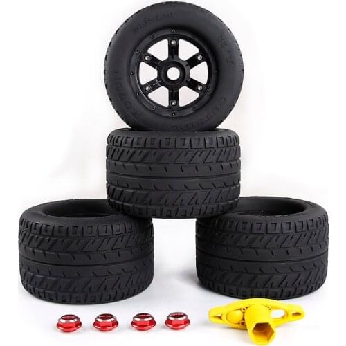 On-Road Wheel Tire Kit 200 * 120mm with Wheel Nut & Wrench Set Fit for 1/5 Traxxas MAX-X TRX X-Maxx XMAXX Truck Parts