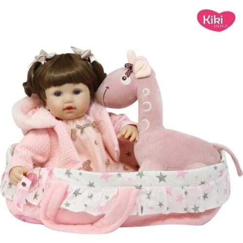 Reborn Dolls Baby doll toy Simulation toddler dolls with giraffe toys and bassinet for children birthday gift