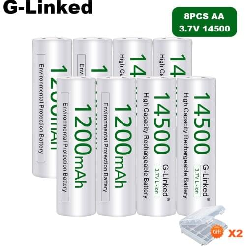 G-Linked 2-16pcs 14500 1200mAh 3.7V Li-ion Rechargeable Batteries AA Battery Lithium Cell for Led Flashlight Headlamps Torch Mou