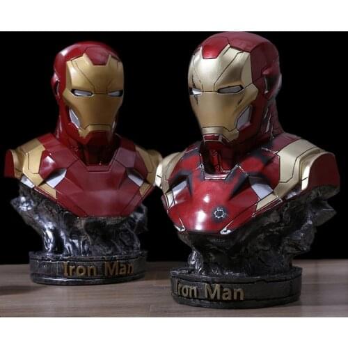 Hasbro Avengers Super Hero Iron Man MK46 Battle Damage Ver Bust Resin Action Figure Statue Collectible Model Toy Gift 36cm