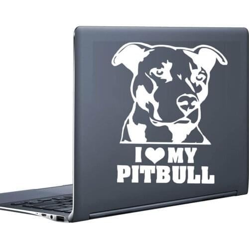 I Love My Pitbull Computer Stickers Vinyl Adhesive Wall Funny Bumper Animal Stickers Home Decor Small Decals For Car Window Deca