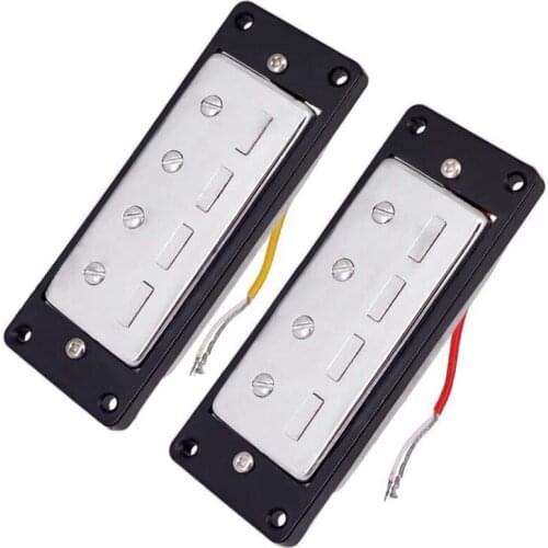 New 2PCS Electric Guitar Humbucker Pickups Bridge Neck Set with Black Frame for 4 String Electric Bass Pickups