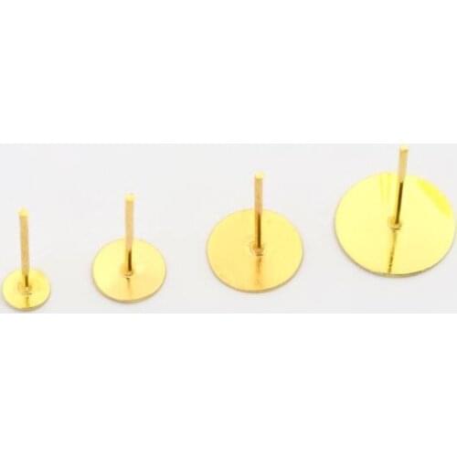 200pcs 4 6 8 10mm Silver Gold Metal Blank Cameo Cabochon Base Stud Earring Seting For Diy Jewelry Making Accessories Wholesale