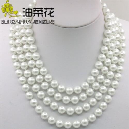 Beautiful Round 10MM White Sea Shell Pearl Necklace Beads Necklace DIY Hand Made Fashion Jewelry Making Design Mothers Day Gift