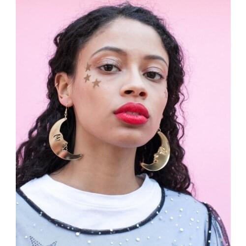 Fake Smile Moon Drop Earrings Hyperbole Acrylic Ear Drop Dangle Hang Jewelry Gold Moon Smile Accessories Gift For Girls