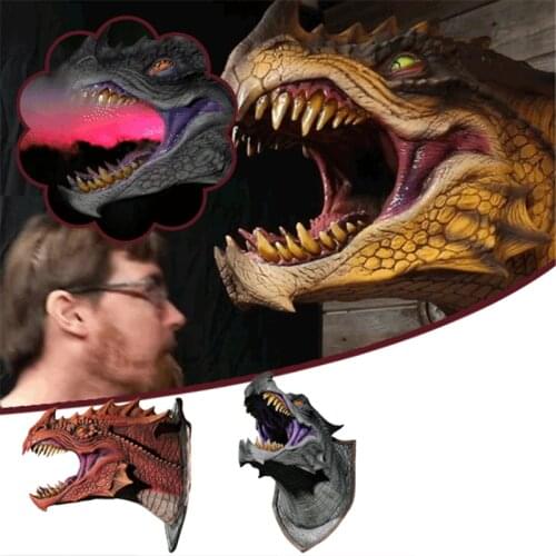 Dragon Legends Prop 3D Wall Mounted Dinosaur Sculpture Wall Art Sculpture Halloween Party Decor Supplies Garden Home Decoration