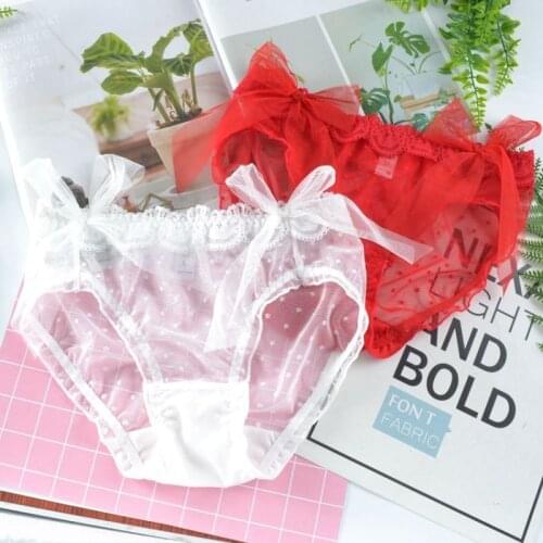 Fairy Sexy Transparent Lace Thong Underwear Women Panties Seamless Cute White Black Red Pink Kawaii Panti Princess Lingerie Hot