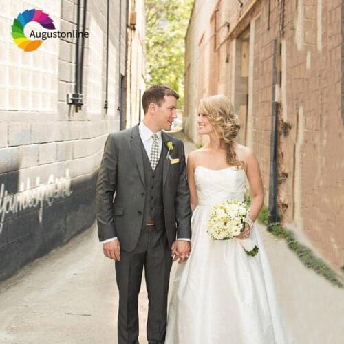 Custom Made Grey Wedding Suits for Men Groom Tuxedos Best Man Blazer Terno Masculino Costume Homme 3Piece Jacket Pants Vest