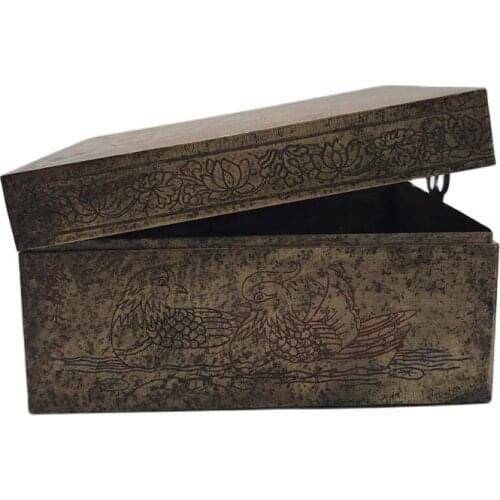 Chinese Old Copper Collection Flower And Bird Jewelry Box