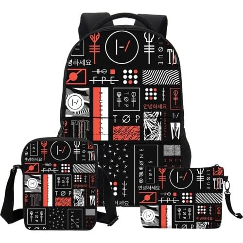 VEEVANV Gilr School Backpacks Fashion 3 PCS SET Twenty One Pilots Printing Shoulder Bags for Teenage Girls Cool Cortoon Bookbags
