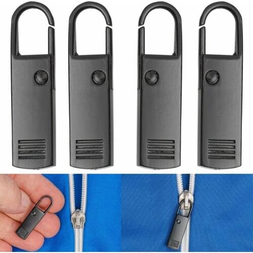 4pcs Metal Black Replacement Zipper Puller Heads 37mm DIY Sewing Zipper Head Accessories For Jacket Coat Backpack