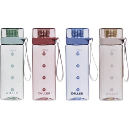 Sports Bottle Matte Texture Level 5 Broken Resistance Square Shape Summer Student Drinking Bottle for Office