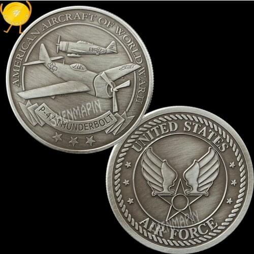 US Air Force P-47 Fighter Thunderbolt Commemorative Coin World War II Largest Single-engine Fighter Honor Coins Collectibles