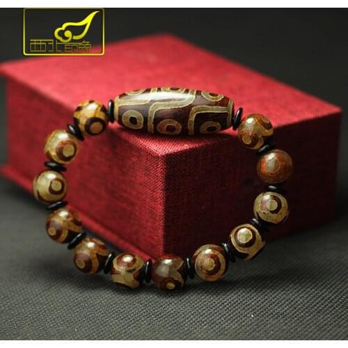 Tibetan Dzi Beads Bracelet Ethnic Style Great Quality Nine and Three eyes Natural Stone Materials Free Shipping