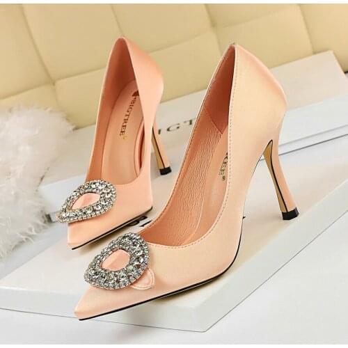 High Heel Shoes Women Wedding Shes New Design Ladies Heels Fashion Black Heels Rhinestone Element Shoes Platform Heels Pink