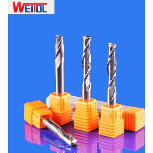 WeiTol 5A 6mm shank two/ double flutes end mill wood spiral bits CNC router bits for cutting acrylic