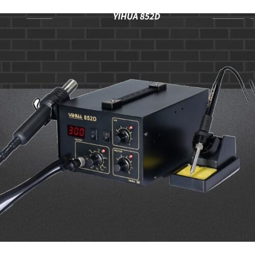 YIHUA 852D 2 In 1 Soldering Station YIHUA 852D (Diaphragm Pump) Rework Soldering Station with hot air gun and solder iron