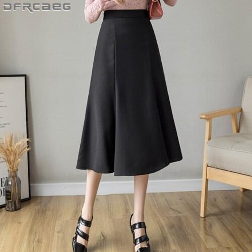 Elegant Yellow Summer Trumpet Skirt Woman 2021 High Waist Work Office Korean Long Skirts Femme