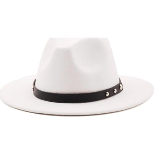 Fedora hats women men solid classic simple wide brim felt hats vintage black white green wedding formal church winter women hats