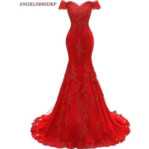 ANGELSBRIDEP Mermaid Evening Dresses Party Gowns Vestidos De Festa Sexy Off-Shoulder Sweetheart Appliques Formal Prom Gowns Hot